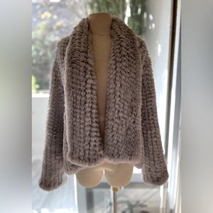 Faux fur.  coat. color gray. size large. brand Bagatelle.